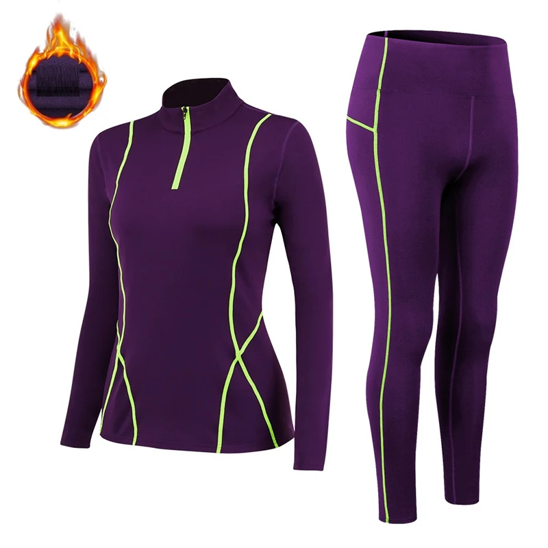 Women Mock-neck Thermal Underwear Sets Thin Fleece Fitness Shapewear Elastic Winter Female Clothing Undershirts and Underpants thermal underwear sets