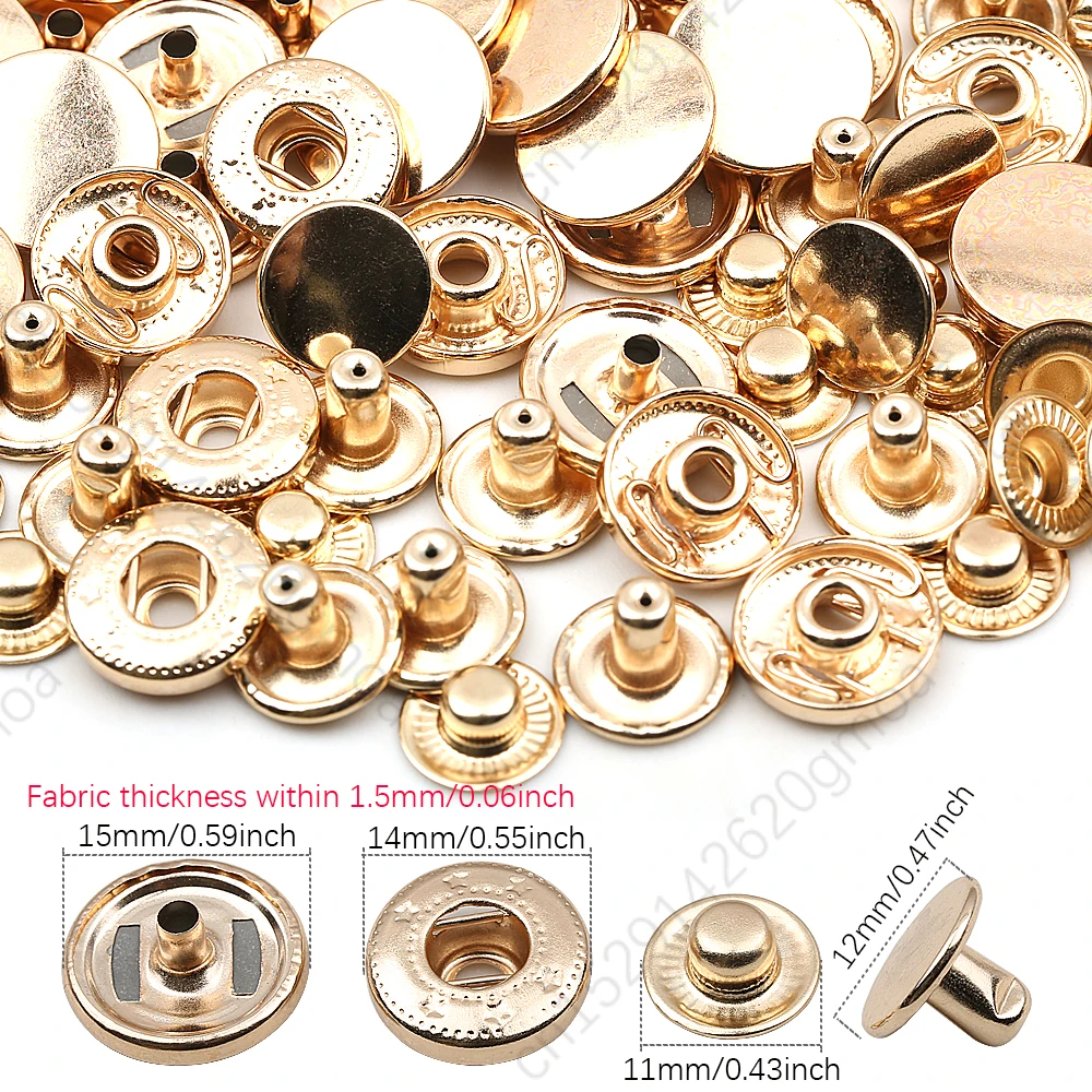 WedDecor 15mm Argent Presse Goujons Caps Pour Arts, Crafts