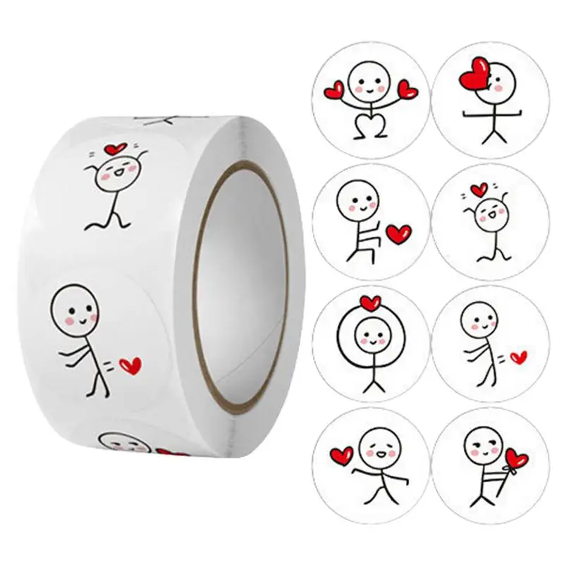 

500pcs Teacher Reward Stickers Valentine's Day Stickers Cartoon Cute Creative Labels Round Stickers Training Stickers Supplies