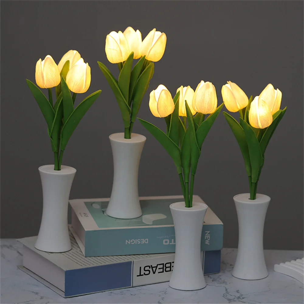 

Artificial Banquet Flowers Atmosphere Lights LED Tulip Shape Light for Party Living Room Bedroom Decoration Gift
