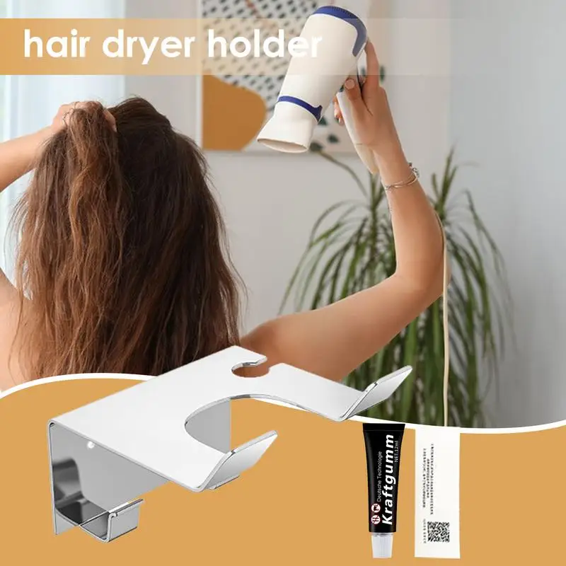 Porta Asciugacapelli Senza Foratura HELLA - Acciaio Carbonio, Adesivo, Con Gancio Per Cavi, Portata 10kg - Foto 2