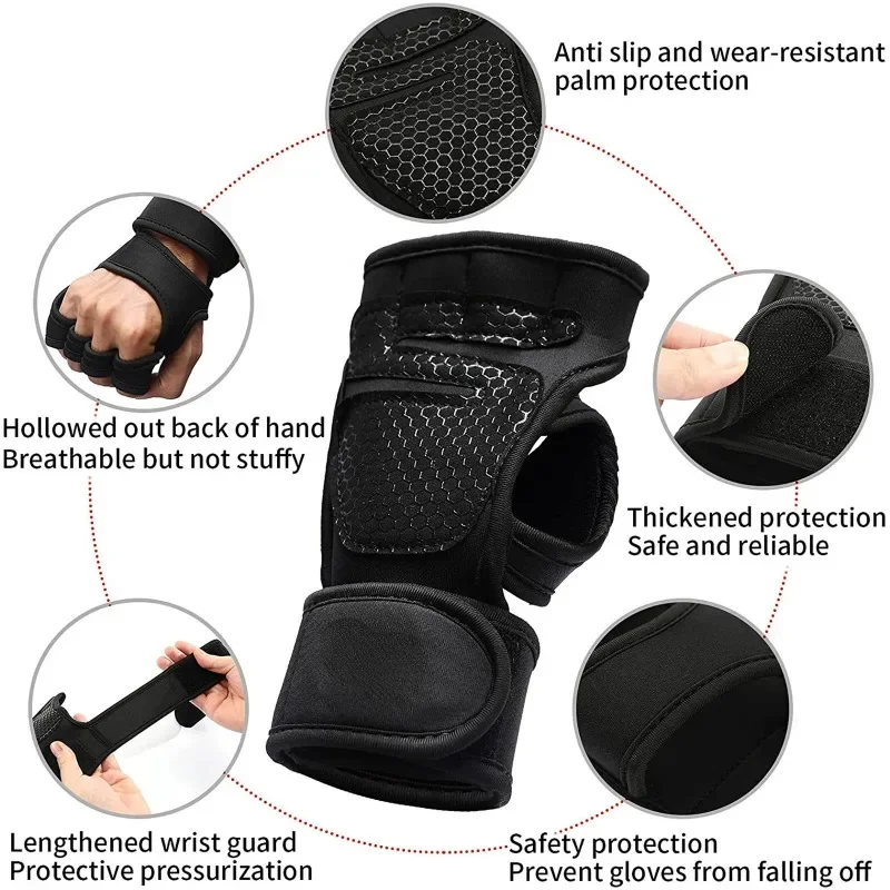Training Sport Gloves Weightlifting Gloves for Men Women Body Building Gym Half Finger Non-Slip Hand Wrist Palm Protector Gloves 2