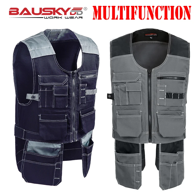 Bauskydd Men Outdoor Workwear Multi-pockets Work Vests Tool Vests ping reflective vest,safety vest,high visibility vest