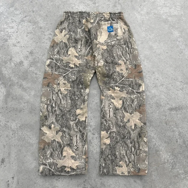 American style Harajuku camouflage floor pants Fashionable camouflage print pattern Gothic hip hop oversized Y2K retro men pants 2