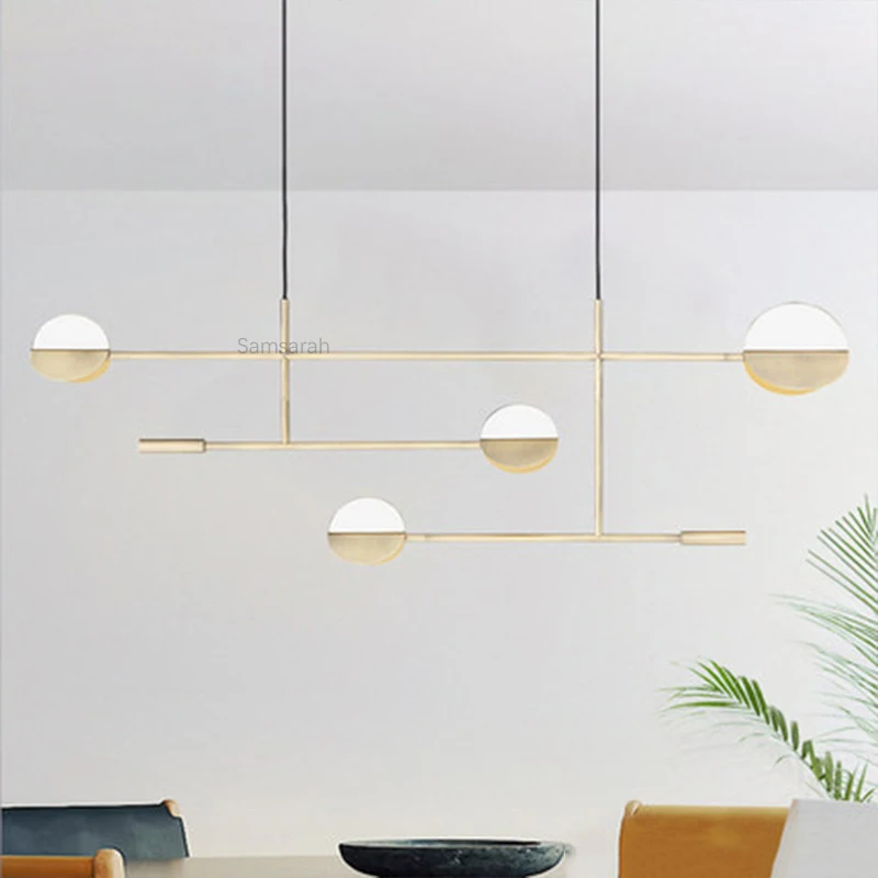 

Pendant Lights Geometric Line Iron Pendant Lamp Living Room Warm Bedroom Study Dining Home Decor Luminare