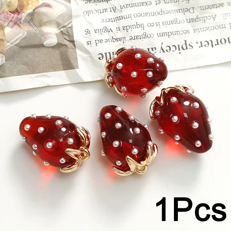 3D Resin Strawberry Shape Fruit Pendant Charms for DIY Jewelry Making Earring Necklace Bracelet Keychains
