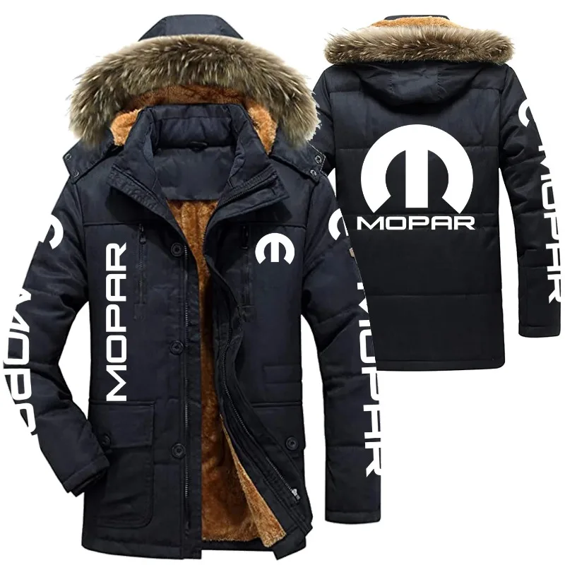

Mopor Logo Men's Winter Cotton Jackets Hooded Parkas Lamb Fur Lining Plush Men Cold Thickening Fashion Motorcycle Jacket