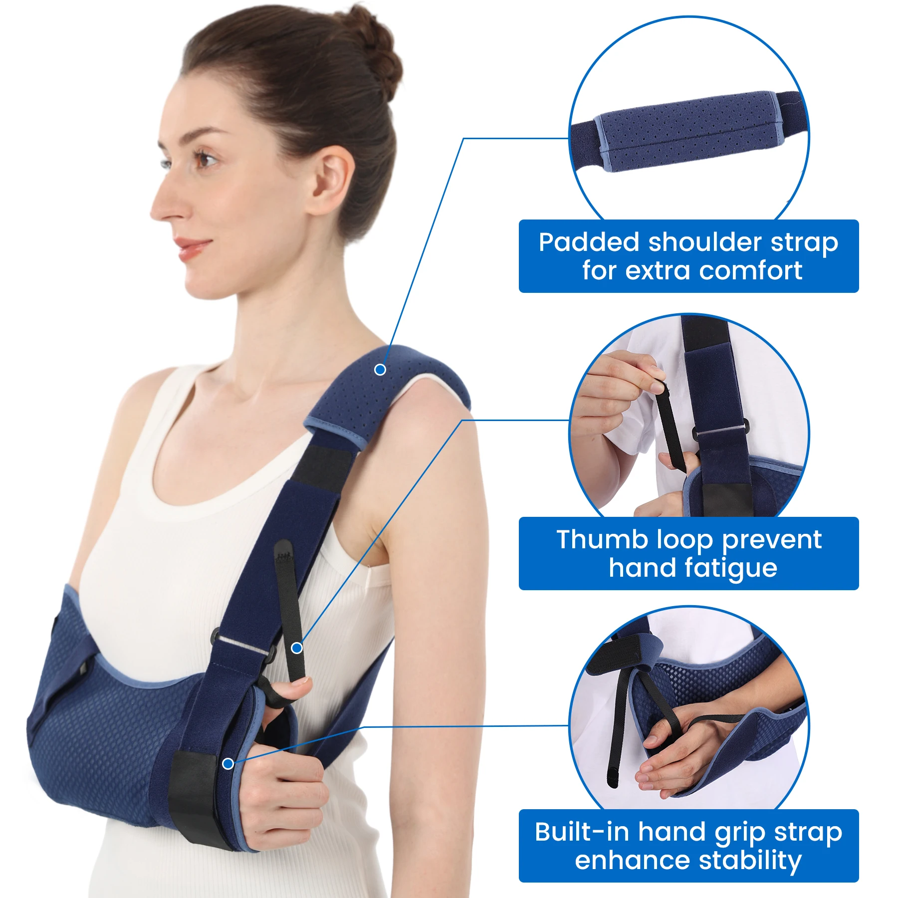 VELPEAU Arm Sling Adults Broken Forearm Elbow Sprain Shoulder Injury Arm Support Immobilizer Ventilated Breathable