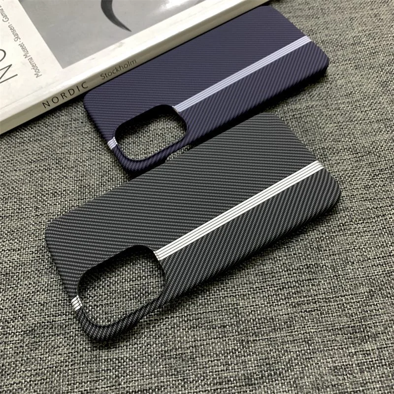 Slim Smooth-Touch Carbon Fiber Texture Case with Striped Patchwork Design - Shockproof Protective Cover