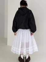 Chic Summer New Pure Color High-End Gauze Skirt f-length See-tough Puffy Bordered Midi Skirt Japanese Sle Casual Wear - Image 5