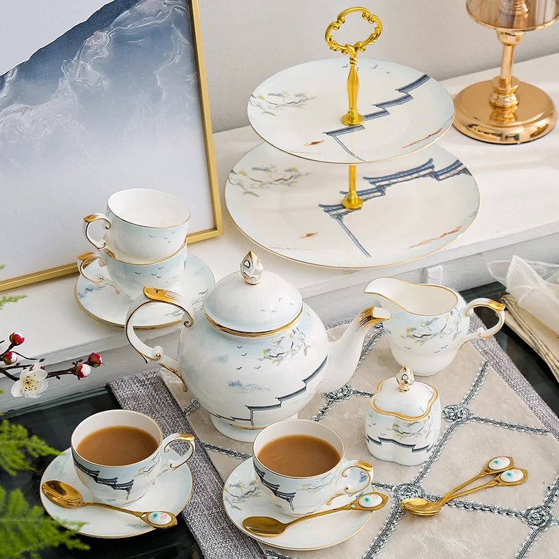 

Japanese Bone China Coffee Tea Set Afternoon Tea Coffee Cup Saucer Set Gift Box Light Luxury Home Ceramics Drinkware Ornament