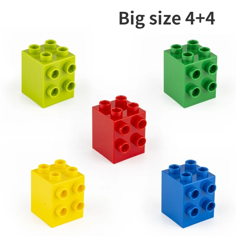 Bloques de construcción educativos clásicos niños, juguetes de plástico de gran tamaño, 4 + 4, 5 unids/lote, Compatible con DUPLO|Bloques apilables| - AliExpress