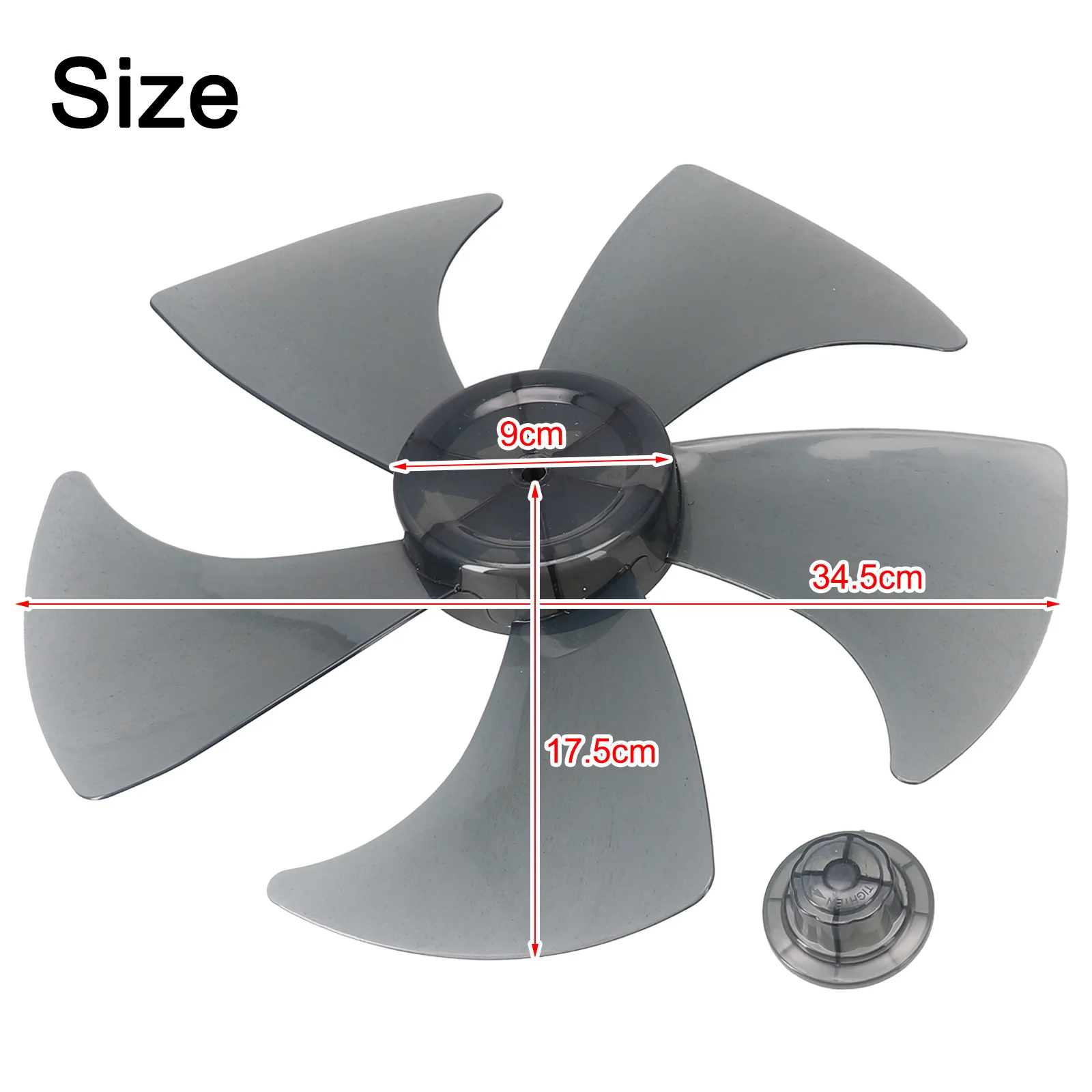 1x Large Wind Fan Blade 14 Inch Household Plastic Five Leaves With Nut Cover for Pedestal Table Wall