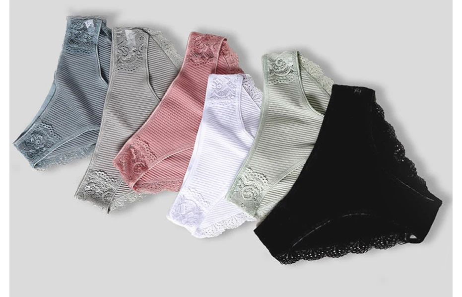 Floral Lace Cotton Women Panties Underwear Women Briefs Comfortable Female Underpants Solid Color Pantys Lingerie M-XXL 3PCS/Set cotton panties