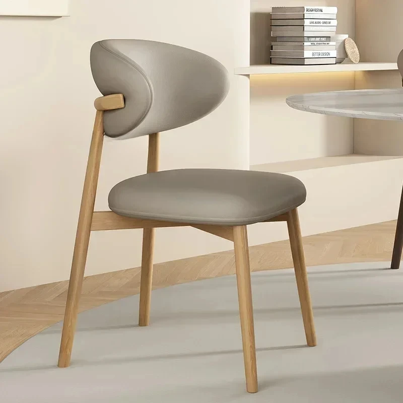 Patio Accent Dining Chair Kitchen Wooden Furniture Modern Retro Nordic PU Leather Restaurant Italian Furniture Kitchen Luxury 4