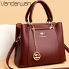 3 Layers Large Capacity Women Tote Bag Soft Leather Luxury Handbags Women Bags Designer Solid Color Crossbody Bag Hand Bags 2025
