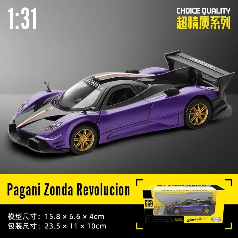 

1:31 Pagani Zonda Revolucion High Simulation Diecast Metal Alloy Model car Pull Back Sound Light Car kids Gift Collection A429