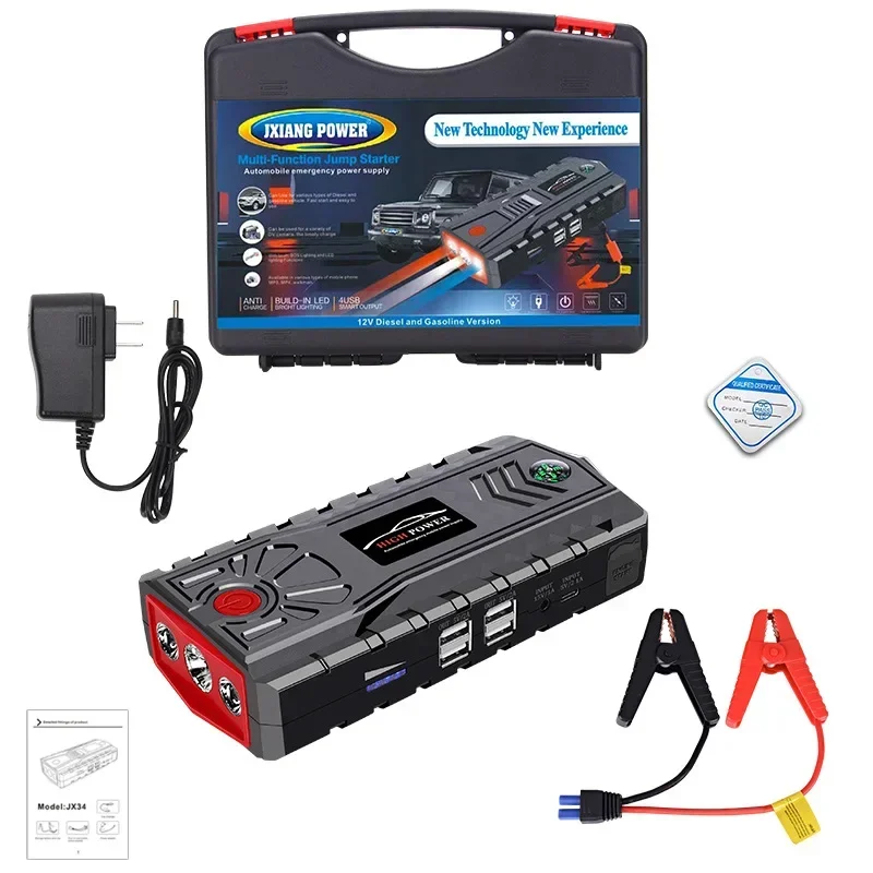 99800mAh Car Jump Starter Power Bank 12V Portable Car Battery Booster Charger Air Pump Tyre Inflator Compressor Starting Device