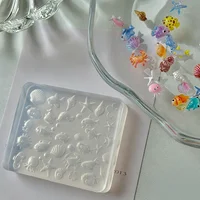 1 pièce Mini moule en silicone pour nail art, formes d'animaux marins, outil antiadhésif en silicone transparent pour ongles en acrylique 4