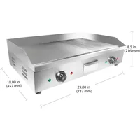 Electric Griddle | Teppanyaki Half Flat and Half Grooved Grill with Double Thermostat | No plug | Manual Control , 110V 2