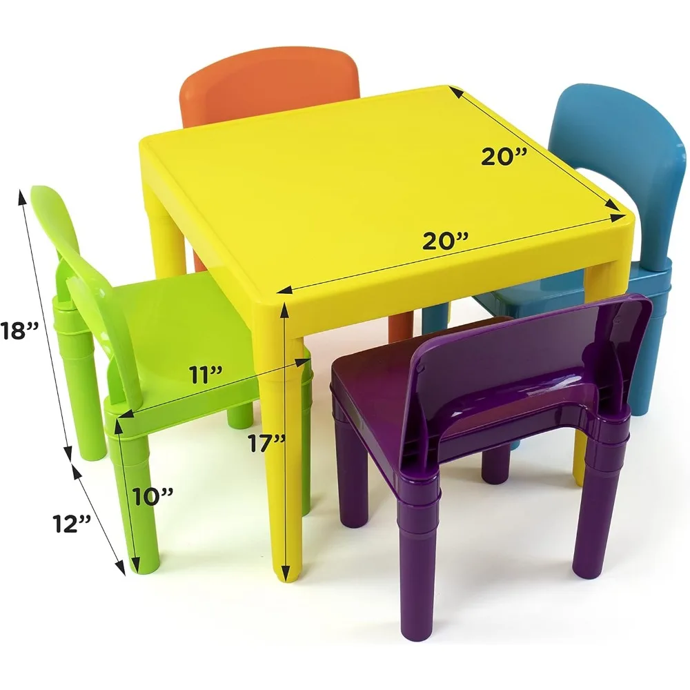 Kids Table and 4 Chair Set, Sturdy Toddler Activity Table for Playtime, Arts, Crafts, Reading - 5-Piece 4