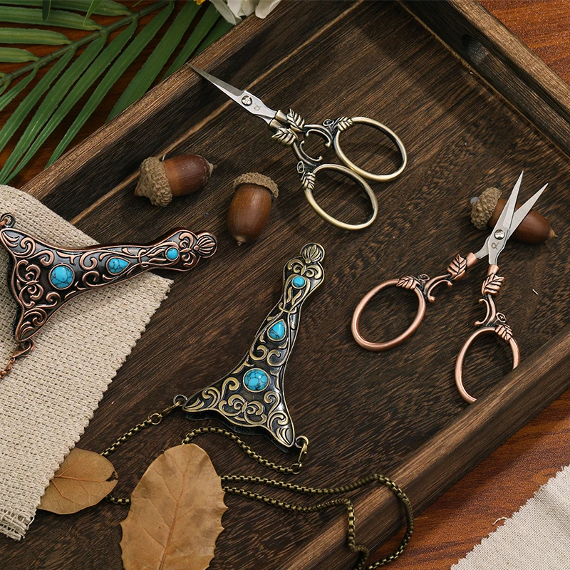 SHWAKK Vintage Tailor Scissors Kit With Cover European Style Embroidery Small Needlework Scissors For Sewing Cutting Shears Sewing Scissors Tailor Scissors Sewing Supplies