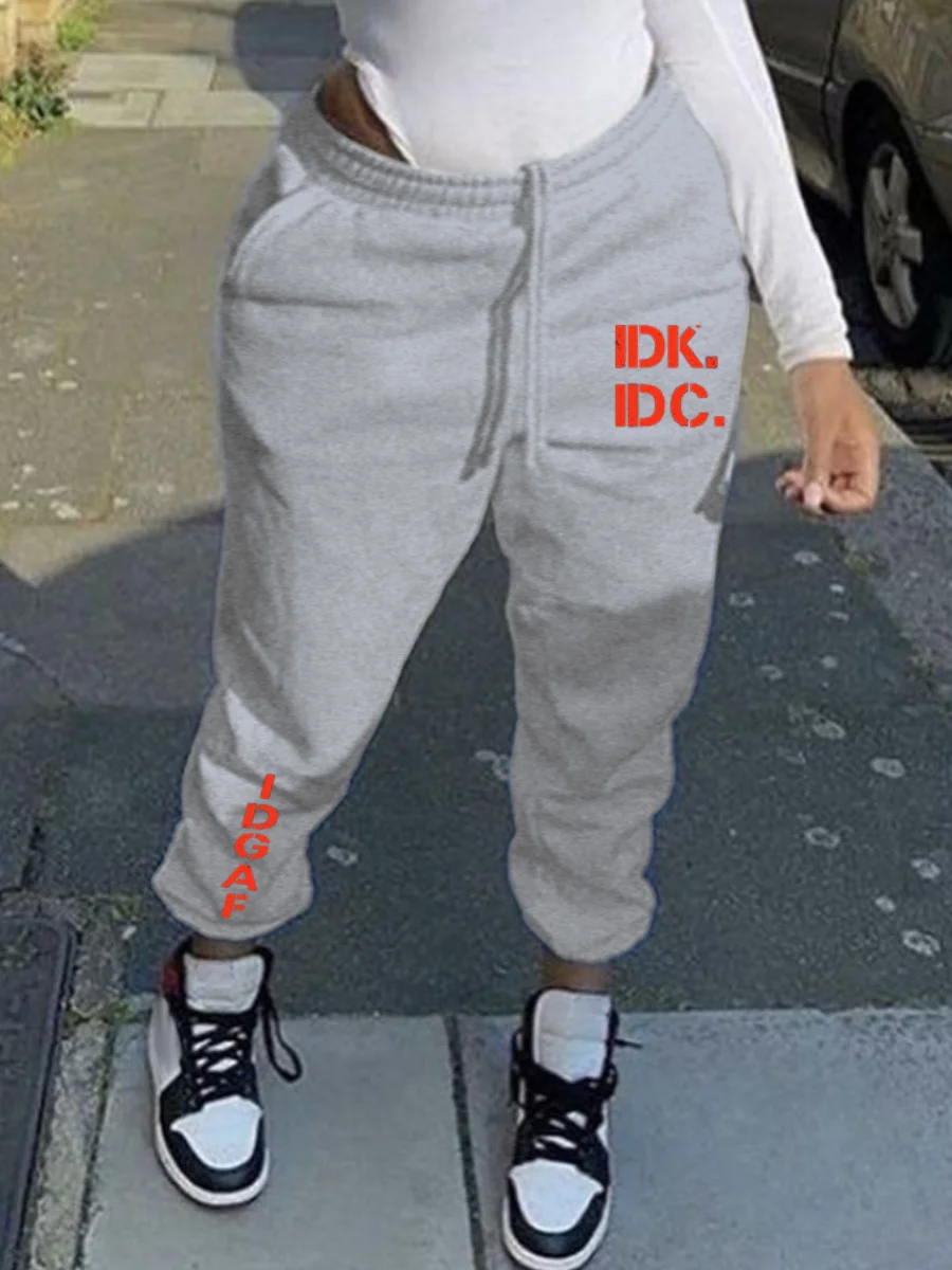 Mid Waist Letter Print Drawstring Sweatpants Man Pants Autumn Winter Men¡¯s Clothing Fashion Drawstring Casual Trousers Joggi - Men's Fashion Sweatpants