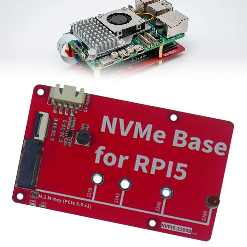 PCIe �ֺ� ����, ����� ���� 5 NVMe HAT PCB, M.2 ����, M.2 M-Ű 2230 2242 2260 2280 PCIe Gen3 SSD�� 2 LED ����