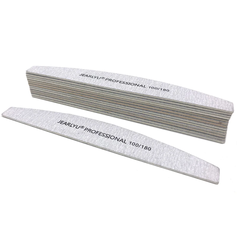 

10Pcs Wood Nail File 100/180 Strong Thick Professional Nail Buffer Sandpaper Buffing Sanding Banana Type lime a ongle Nail Files