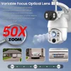 4K 4G Solar Camera WiFi Dual Screen Security PTZ Surveillance 50X Optical Zoom Outdoor Motion Detection Night Vision CCTV IP Cam 4