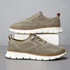 Lightweight Lace-up Casual Men Shoes Breathable Flying Weave Elastic Rope Overfoot One Foot Stirrup Casual Sneakers Large Size 3