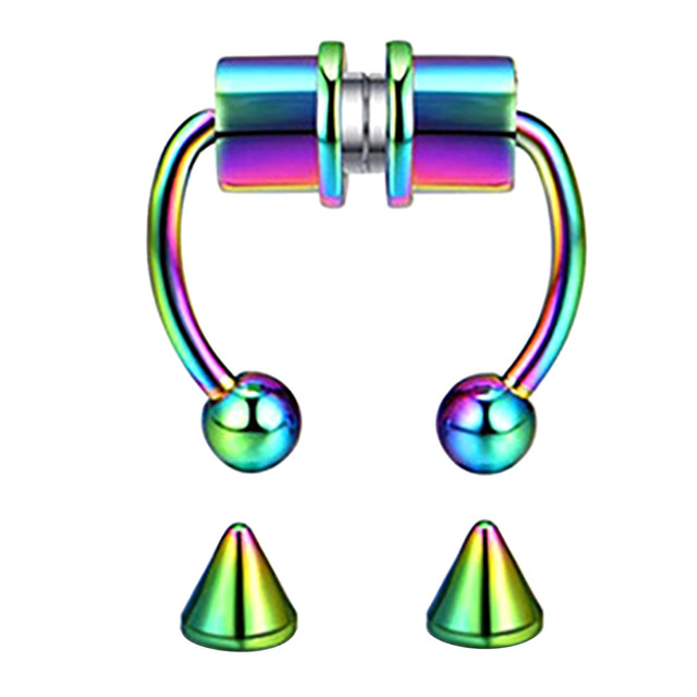 Fake Nose Rings Septum Clip On Piercings Lip Ear Nose Septum Rings Stainless Steel Fake Piercings