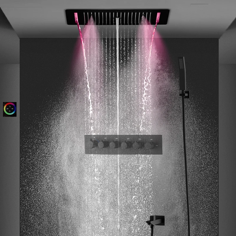  Termostato ducha con alcachofa y ducha de lluvia luzzo Wave Termostato ducha sistema  
