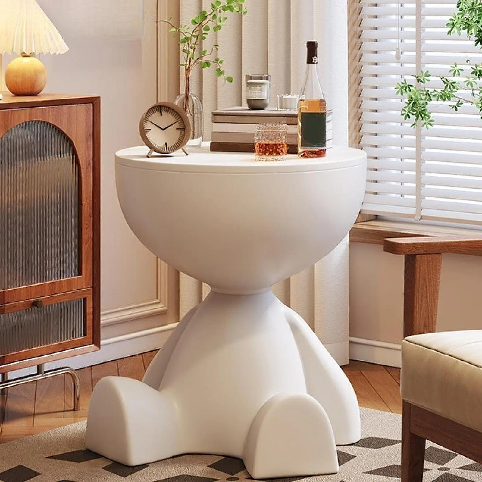 Side Table Flat Head Bedside Table Household Sofa Side Rack Bedroom Balcony Movable Mini Table Small Apartment Movable Tea Table 3