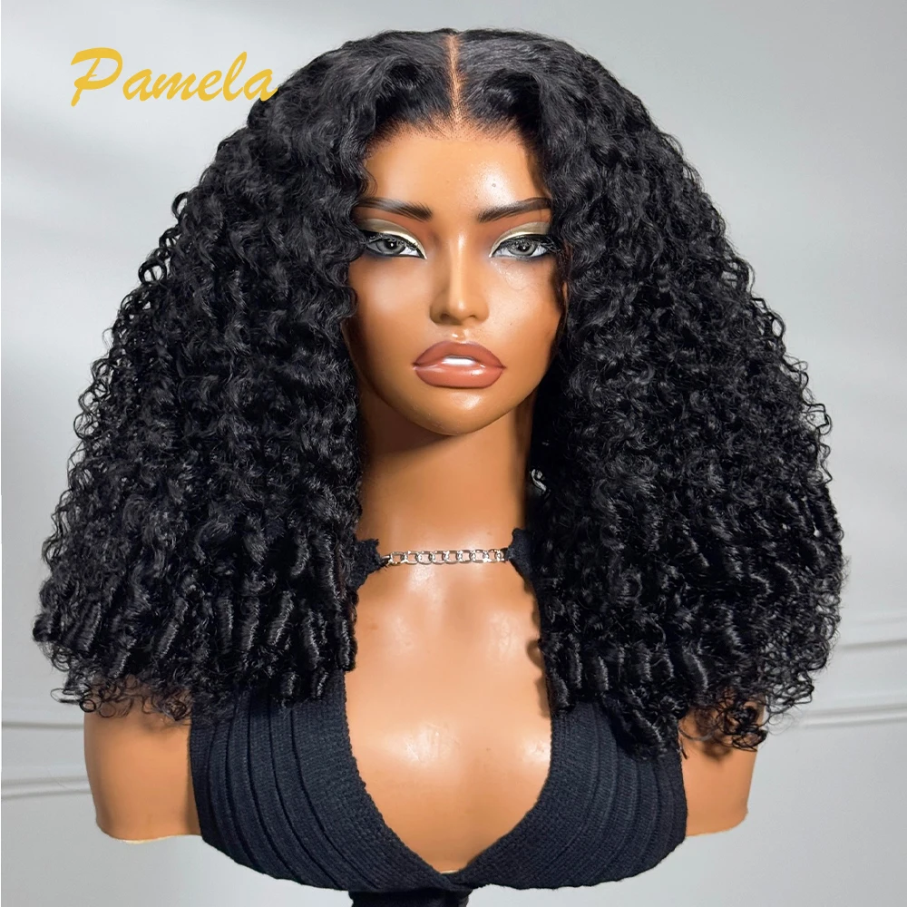 400% High Density Burmese Curly Hair 13x4 Transparent Lace Frontal Deep Wave Wig Spiral Ends Human Hair Glueless Wig For Women