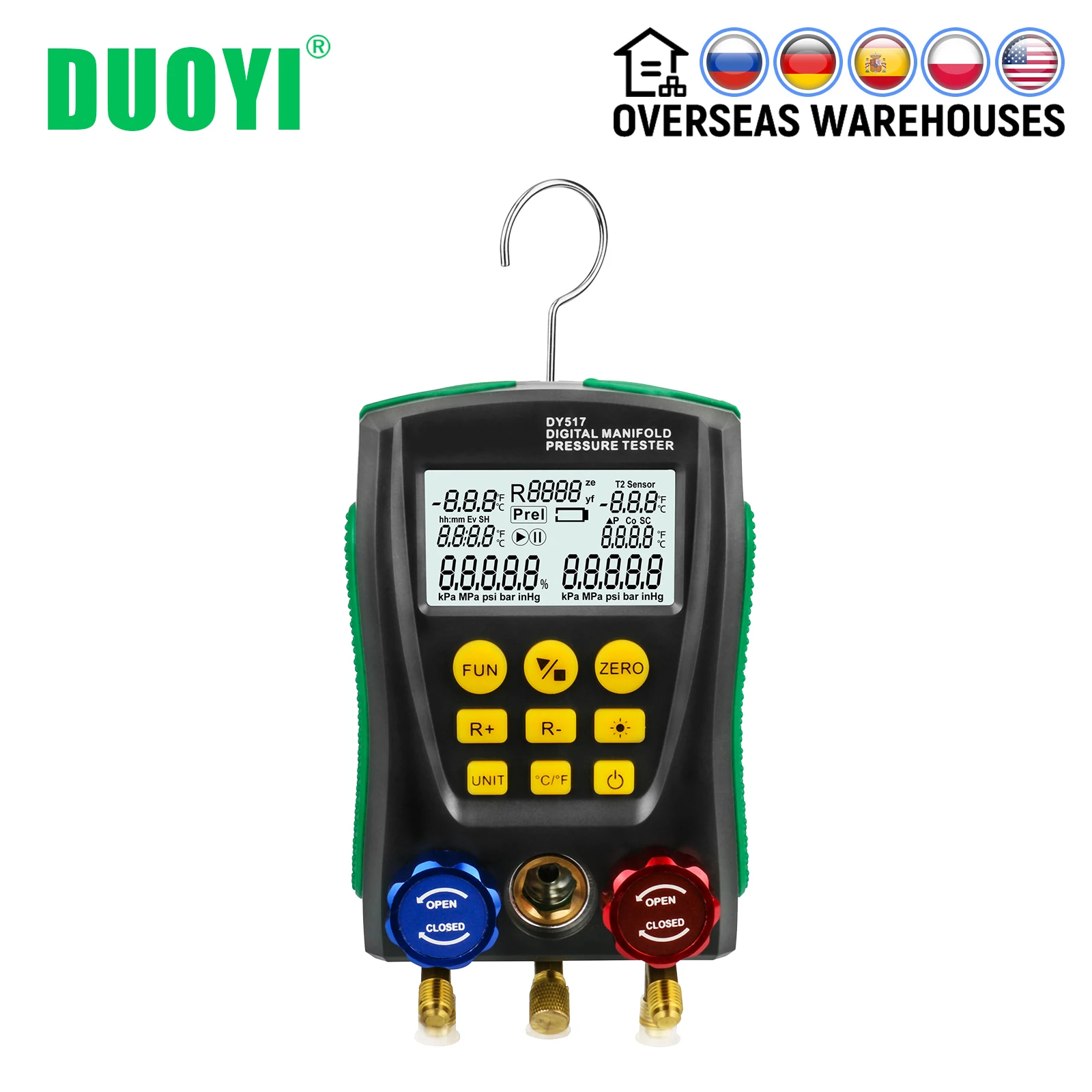 DY517RefrigerationGaugeManifoldDigitalMeterHVACVacuumPressure