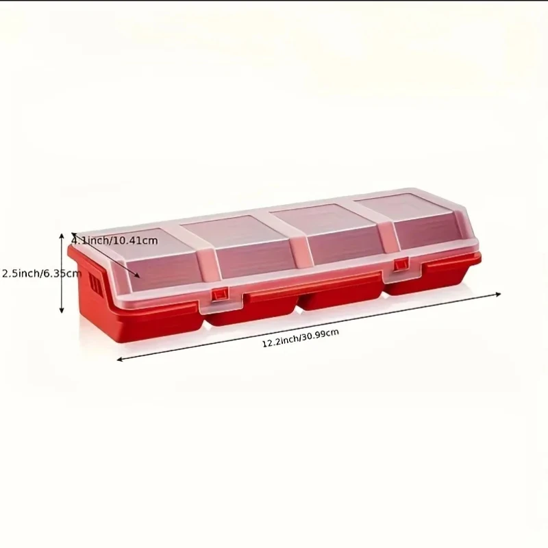 1Pc Parts Storage Box Plastic Screw Organizer Box with 4 Compartment Tool Part Container Bin with Lid Display Storage Case
