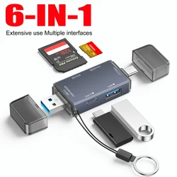 Universal 3-in-1 Card Reader with Type-C OTG & Storage Expansion (6in1)