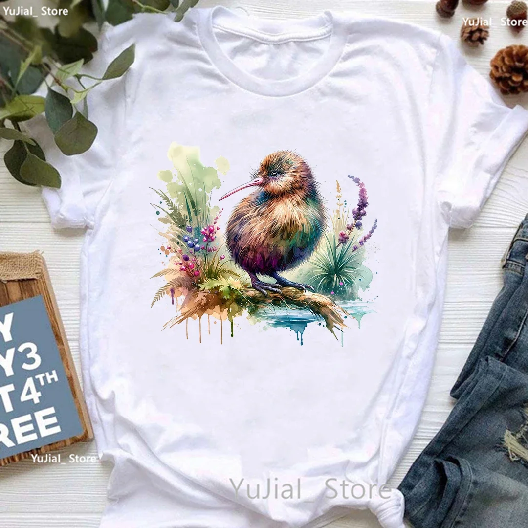 Kawaii Kiwi Bird Printed T Shirt Girls Funny White Tshirt Women Summer Fashion Short Sleeve T-Shirt Female Harajuku Shirt