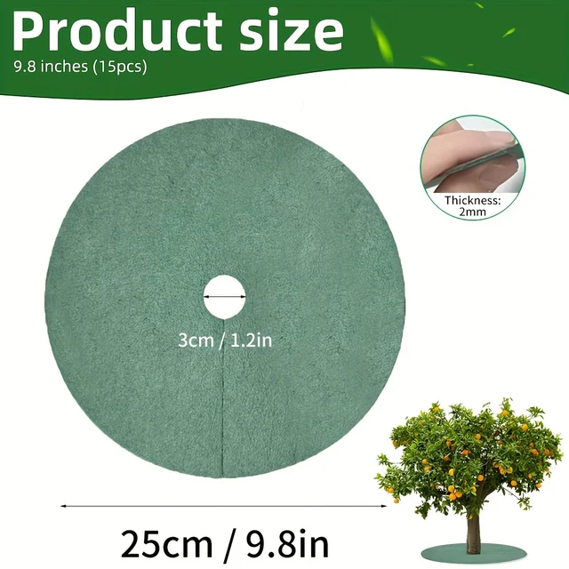 Green Non-Woven Tree Mulch Ring - Reusable Weed Barrier Mat for Effective Weed Control, Root Protection, and Moisture Retention 4