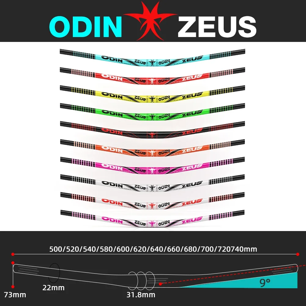ODINZEUS-Full Carbon Fiber Rise Bicycle Handlebar, Bike Parts, Increased Intensity, 9D, Mountain, MTB, 31.8mm * 740 handlebar