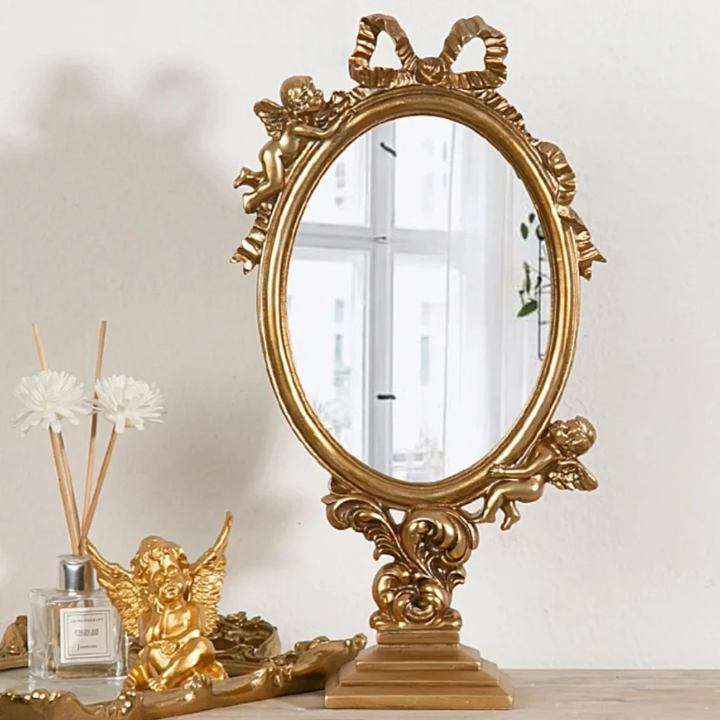 燭台付き鏡 レトロなフレンチスタイルの鏡,壁に取り付けられた芸術的な鏡,家と寝室