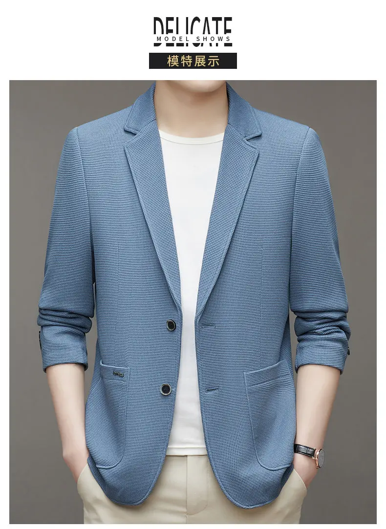 Description Picture 6 of item2024 Summer Lightweight Men's Blazer Fashion Sunscreen Proof Ultra-thin Business Casual Suit Jackets Outdoors Solid Color Coats