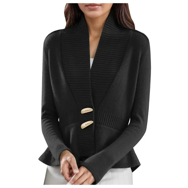 Women\'S Button Lightweight Cardigan Casual Open Front Sweater Crochet Top Knitted Outerwear Long Sleeve V-Neck Business Blouse 4