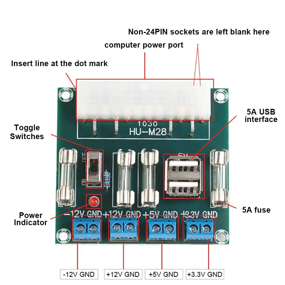 

HU-M28W Desktop Computer Power Adapter Board Atx Power Board Lead-out Module Power Output Terminal Computer Power Adapter Board