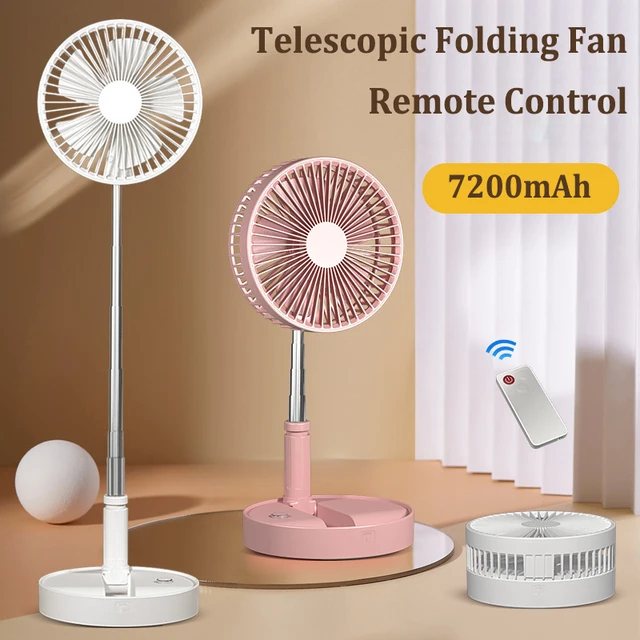 Ventilateur de Refroidissement Portable, Télescopique, Silencieux, Rechargeable par USB, Pliable, 4 Vitesses Réglables, avec Télécommande, 7200mAh 1