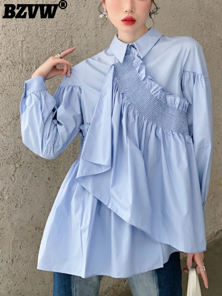 

BZVW Fashion Irregular Patchwork Designer Shirt And Blouse For Women Long Sleeve High Quality Shirts Female 2024 Summer 25X085
