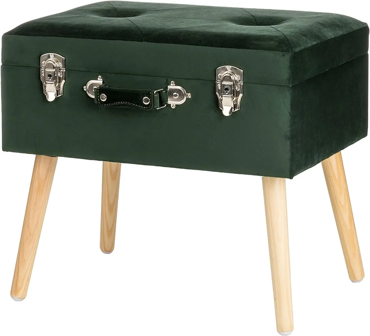 

Upholstered Storage Ottoman Footstool with Removable Wood Legs, 19.75" L, Dark Green Shoe box Organizadores de zapatos Scarpiera
