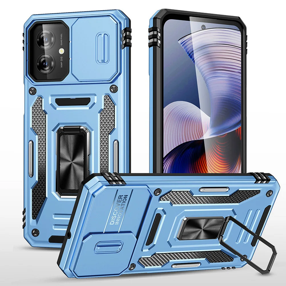 Enhanced Protective Case with Sliding Camera Cover and Metal Ring Stand