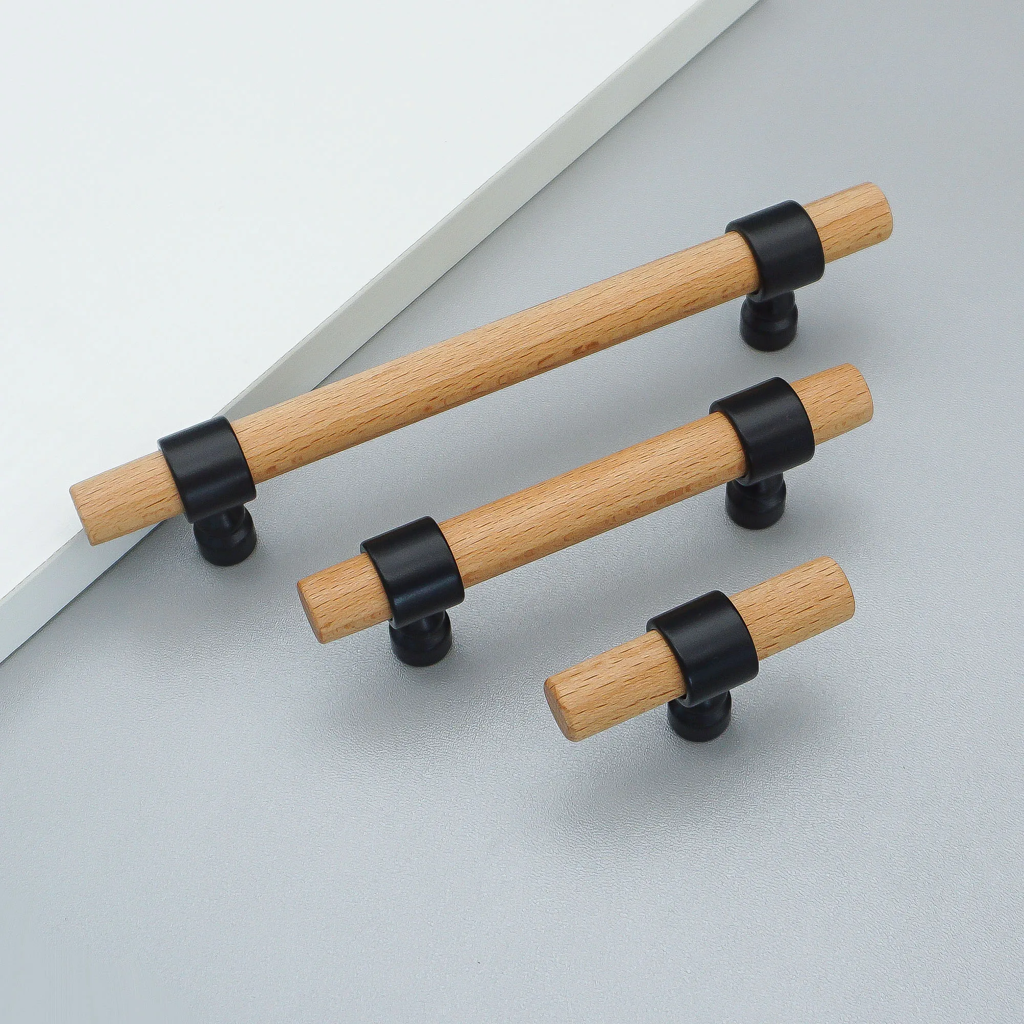 SolidWoodFurnitureHandlesforFurnitureGoldBlackSilverBeech